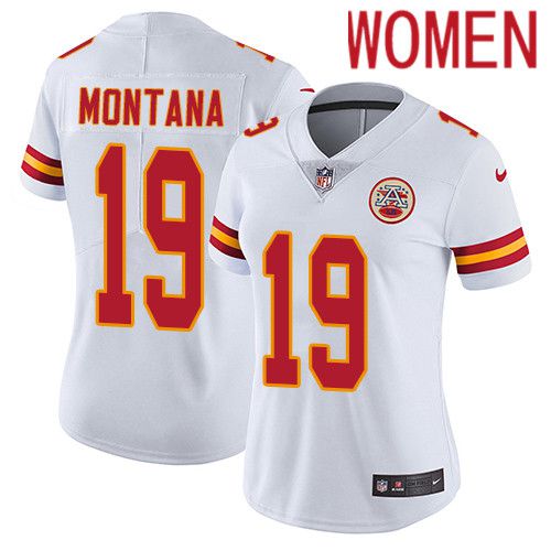 Women Kansas City Chiefs #19 Joe Montana Nike White Vapor Limited NFL Jersey